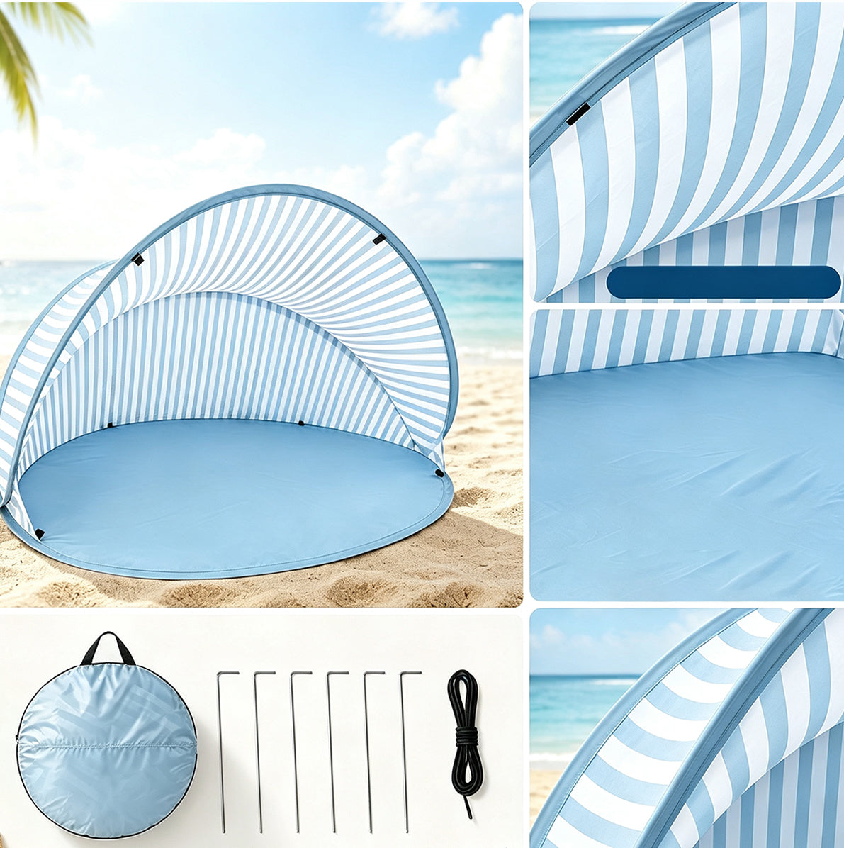 Pop Up Beach Sun Shade Tent for 1 to 2 People - Blue