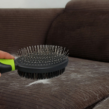 2 Pack Pet Grooming Brush Set Deshedding Double Sided Comb Massage Brush for Cats Dogs Horses-Green
