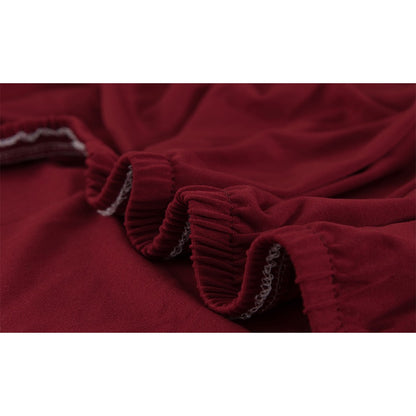 Elastic Stretch Sofa Cover Soft Four-Seater Sofa Cover Non-Slip Sofa Protective Cover -Wine Red