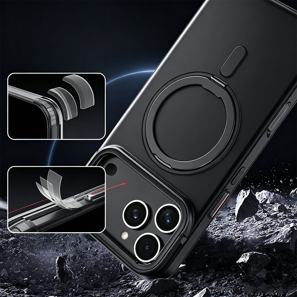 360 Degree Rotating Stand Case for iPhone 18Pro 17Pro - Black