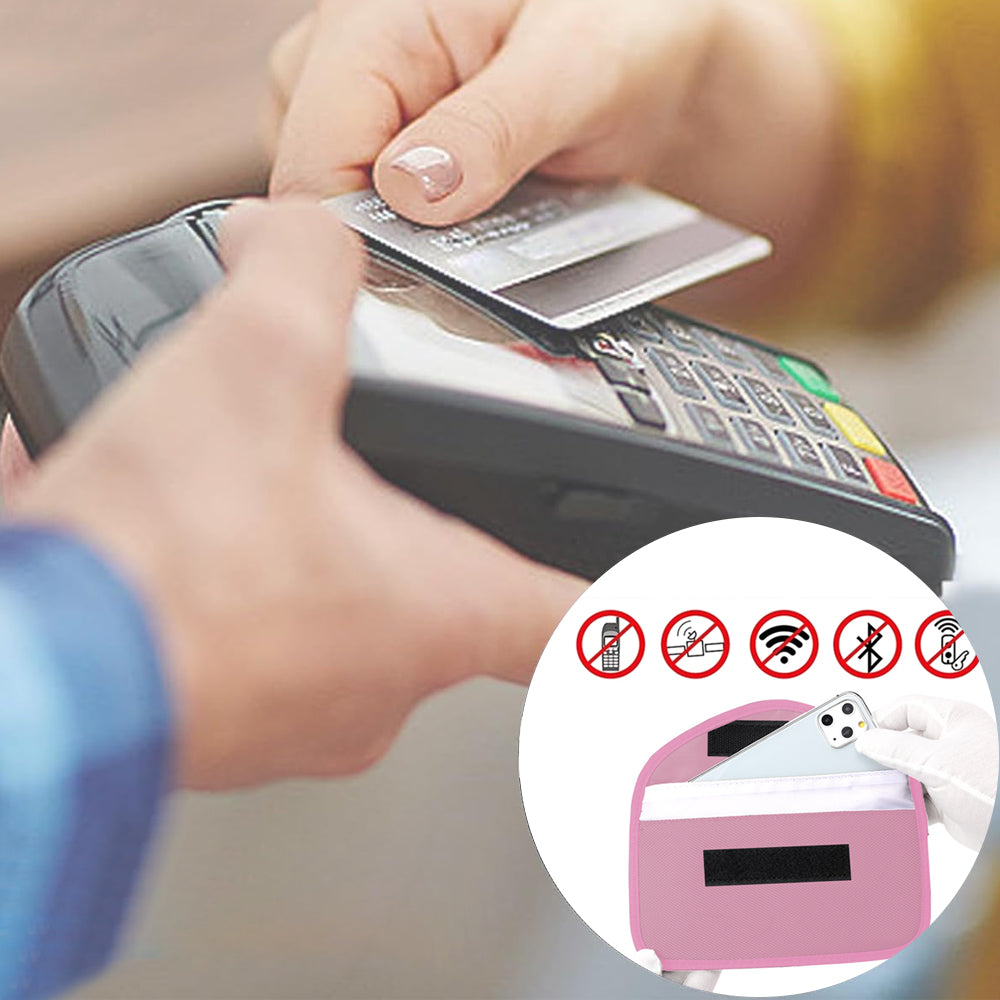 RFID Blocking Phone Pouch Wallet Case for Cell Phone Car Keys Bank Cards Pink