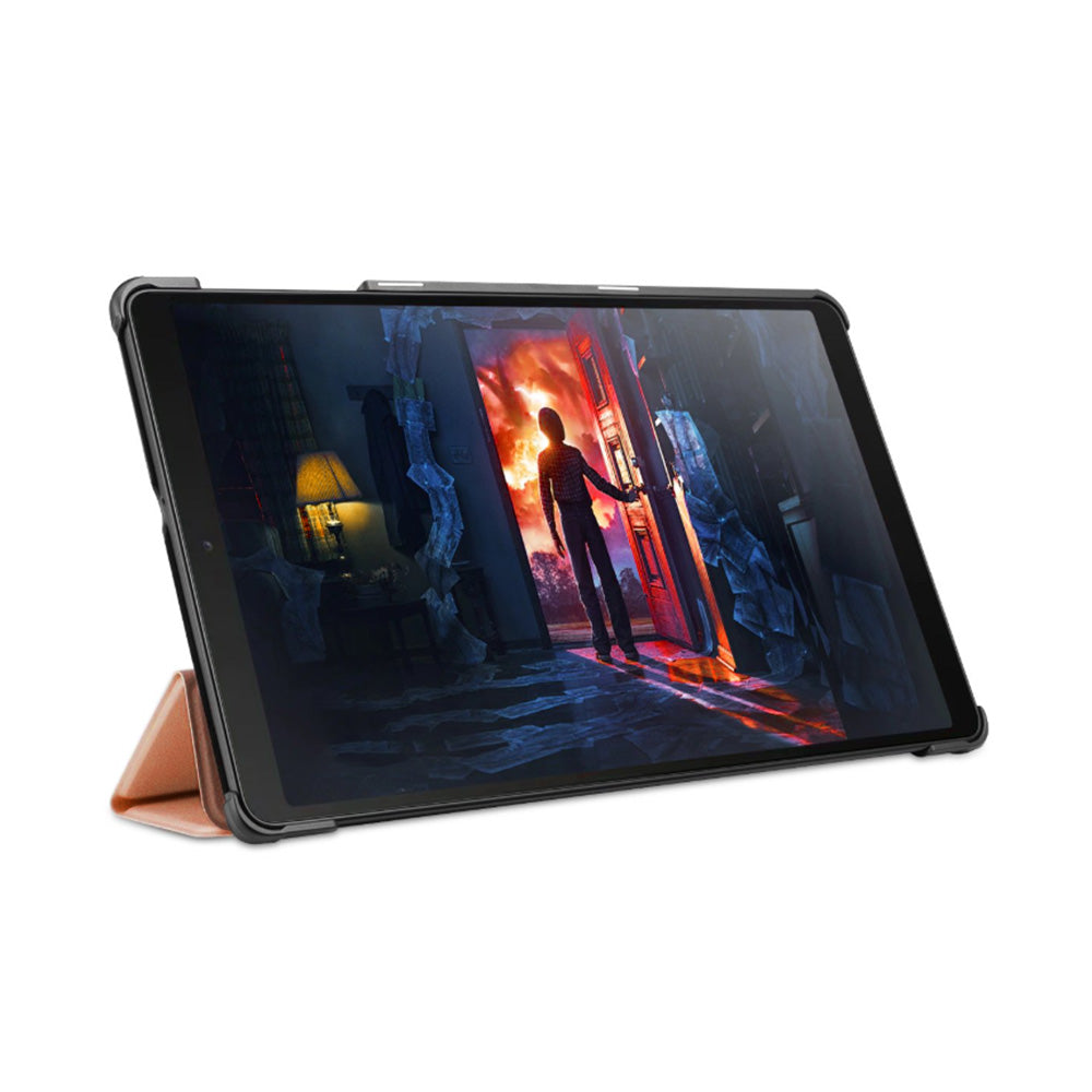 PU Leather Trifold Stand Case for Fire HD 10 2021 2023-Rose Gold