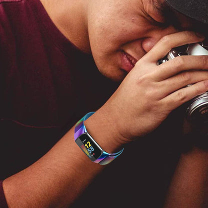 For Fitbit Charge 5 Replacement Stainless Steel Magnet Strap Milanese Band Colorful