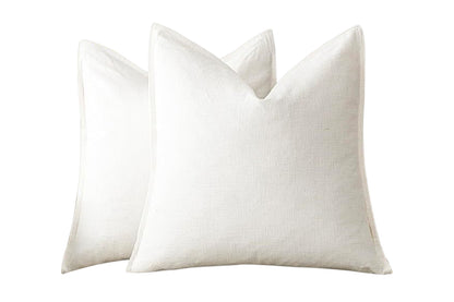2Pcs Linen Plain Solid Colour Cushion Cover Decorative Pillow Case-White
