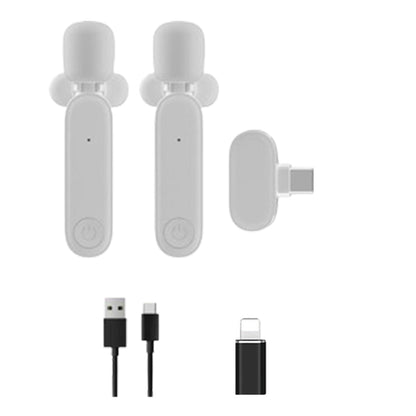 2.4G Wireless Lavalier Microphone Plug and Play Mic for Android iPhone iPad Vlog Live Stream White