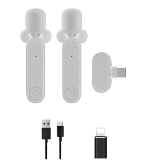 2.4G Wireless Lavalier Microphone Plug and Play Mic for Android iPhone iPad Vlog Live Stream White