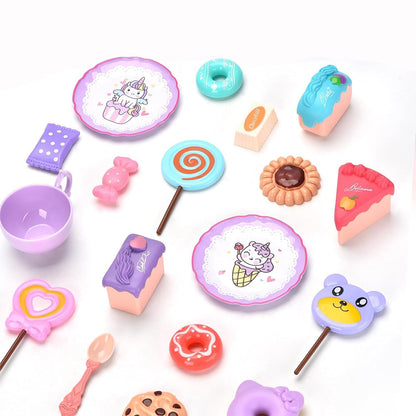 Kids Pretend Tea Party Set with Dessert & Carrying Case Style 3