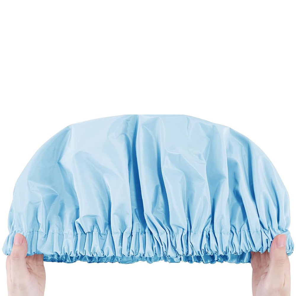 Water-Resistant Double-Layer Shower Cap - Blue
