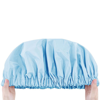 Water-Resistant Double-Layer Shower Cap - Blue