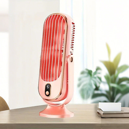 Wireless Cooling Table Fan Portable Tower Fan With 5 Speeds And 720 Degrees Oscillation-Pink
