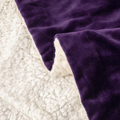 Soft Double-Sided Throw Blanket  Fuzzy Warm Reversible Blanket for Couch Bed Sofa Purple