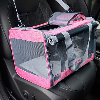 Pet Carrier for Large Cats Washable Dog Carrier Privacy Protection for Travel-pink