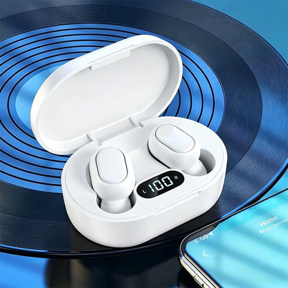Bluetooth 5.1 Wireless Earbuds with LED Display IPX4 Waterproof Headphones-White