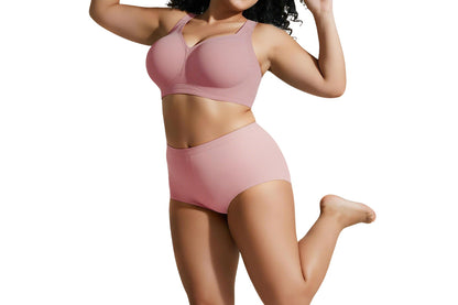 Full Coverage Seamless Wireless Plus Size Bra - Red
