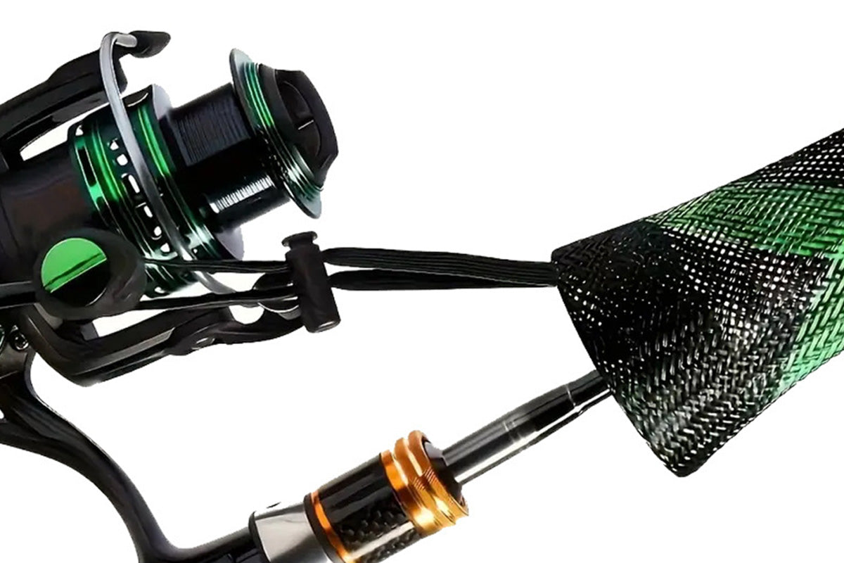 2Pcs Fishing Rod Sock with Strap Fishing Rod Sleeve for Baitcasting-Green