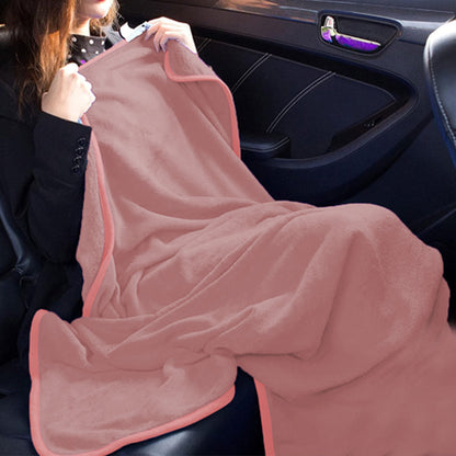 2-in-1 Travel Blanket Pillow PortableThrow Blanket for Camping Picnic Pink