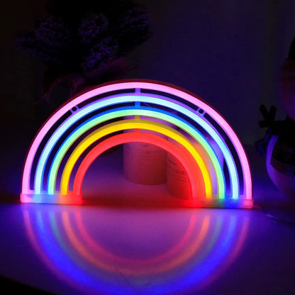 LED Cat Rainbow Neon Sign Night Light Lamp for Bedroom Wall and Bedside Decor Style 3