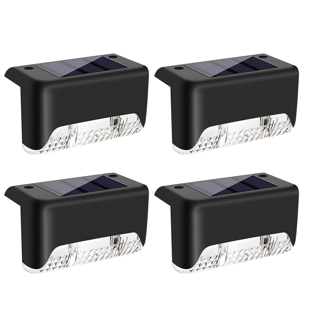 4Pcs LED Solar Fence and Step Lights- White