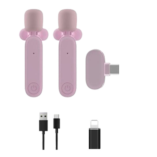 2.4G Wireless Lavalier Microphone Plug and Play Mic for Android iPhone iPad Vlog Live Stream Pink