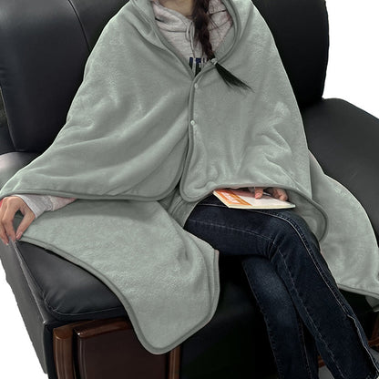 3-in-1 Travel Plane Shawl Blanket Multi-Functional Pillow Cloak Grey