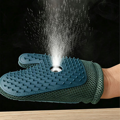 USB Spray Pet Grooming Glove for Cats Dogs - Dark Green