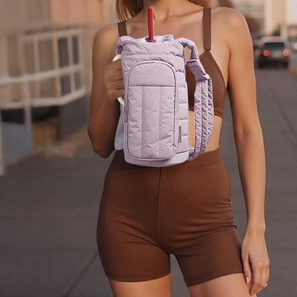 Water Bottle Holder Bag with Strap Crossbody Bag Gym -Purple