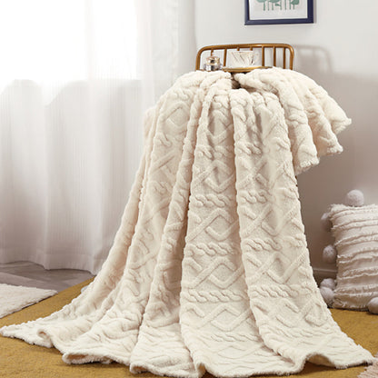 Flannel Throw Blanket Soft Fuzzy Cozy Warm Blanket Air-conditional Blanket Beige