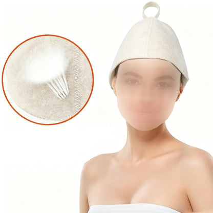 5Pcs Sauna Felt Kit with Hat and Gloves-White