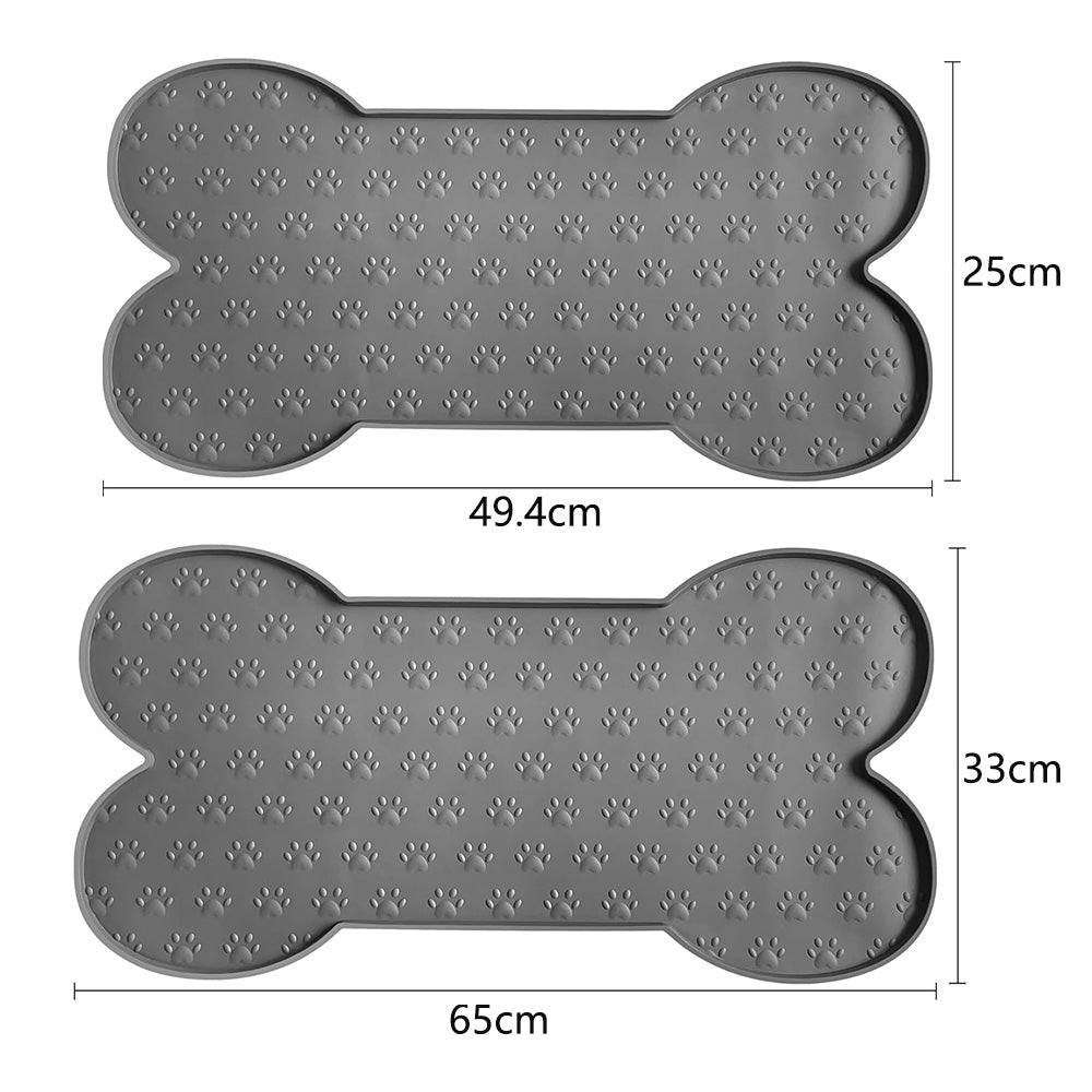 Dog Food Mats for Floors Waterproof Silicone Dog Bowl Mat with Raised Edge Grey