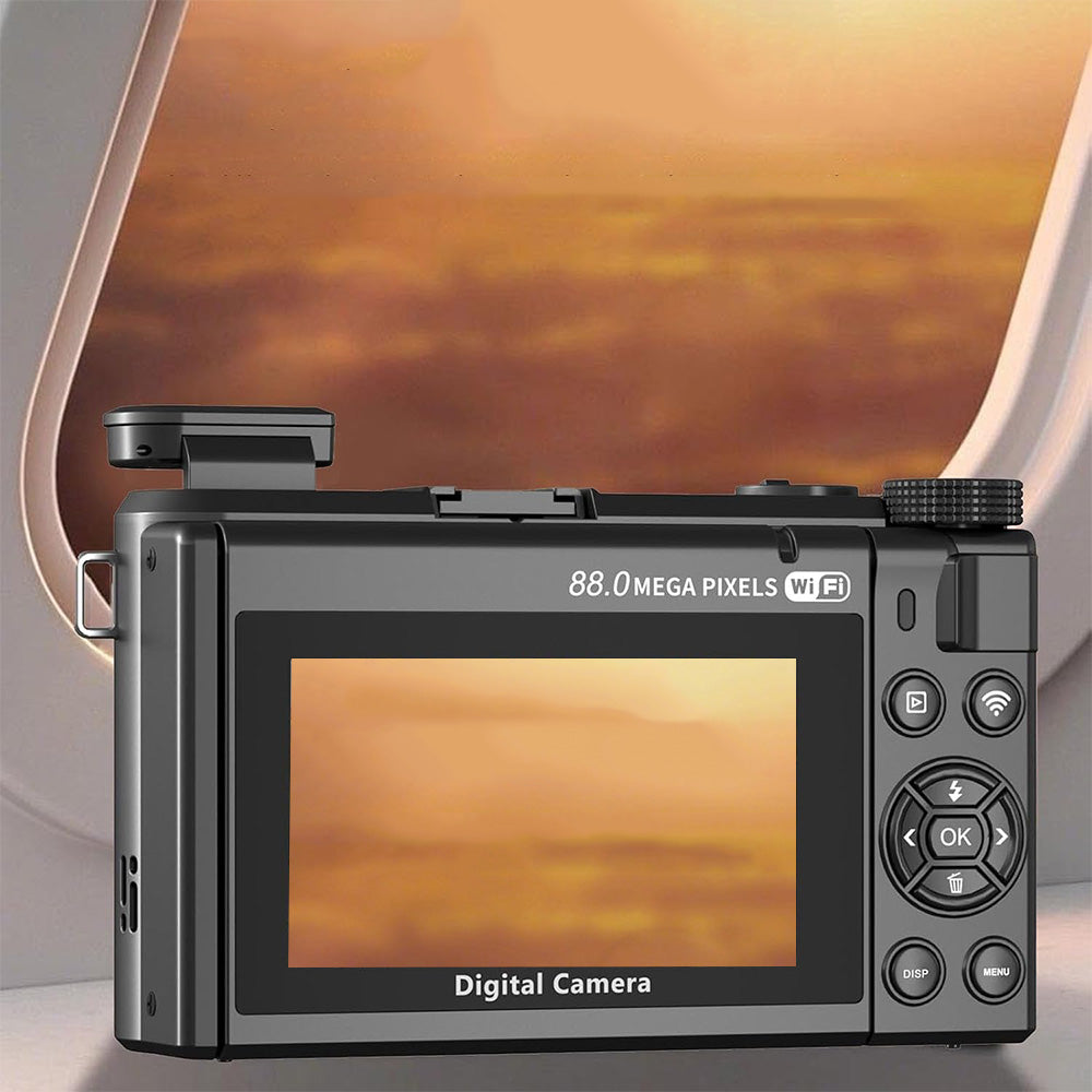 8K Digital Camera with Flip Screen and Remote Control-Black