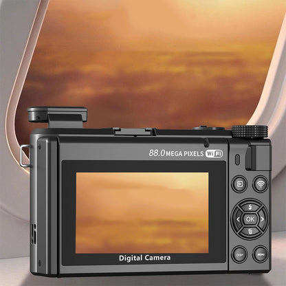 8K Digital Camera with Flip Screen and Remote Control-Black