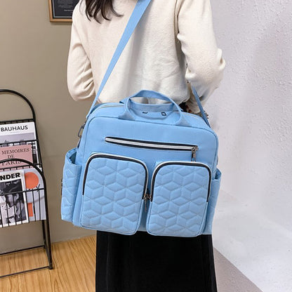 Large Mummy Bag Multi-Pocket Travel Nappy Tote Shoulder Bag Sky Blue