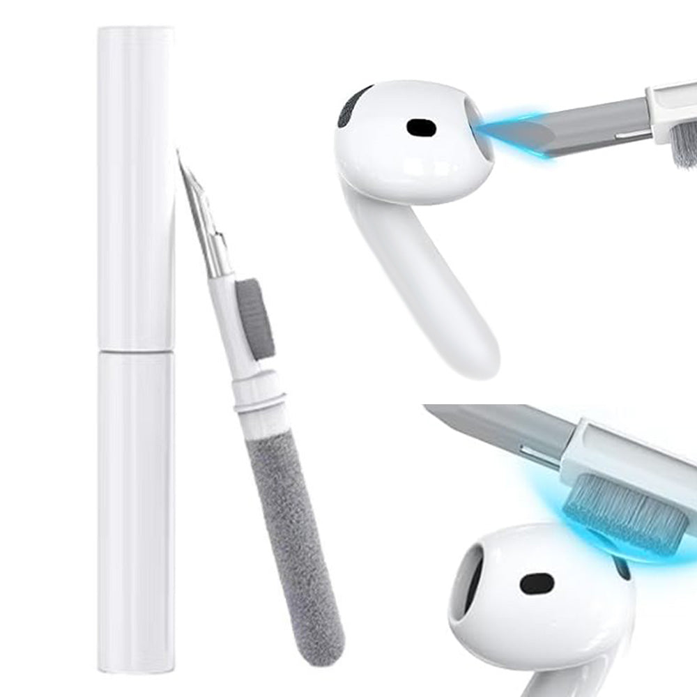 Case Cover with Lock Button and Phone Stand Protective Case for AirPods 4-White