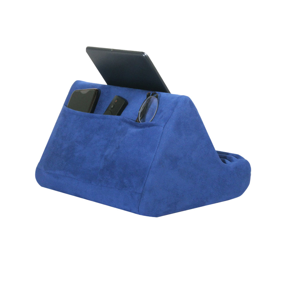Multi-Angle Tablet Holder Compatible with iPads Lazy Holder Stand for Bed and Desk with 2 Pockets Blue