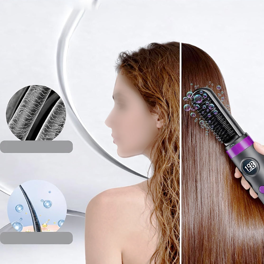 Hair Straightener Brush with Base-Grey