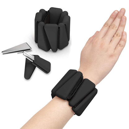 Pair of Wrist Ankle Weights Set Adjustable Wrist Bangles for Yoga Cardio Gym Black