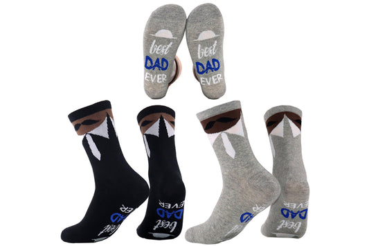 2Pcs Mens Dad Socks Fathers Day Gift For Dad Novelty Socks Breathable Soft Funny Socks-Black And Grey