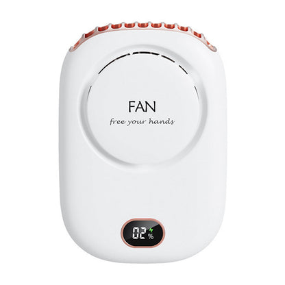 Portable Summer Cooling Fan with Lanyard USB Rechargeable Desk Fan Mini Cooling Travel Hanging Fan White