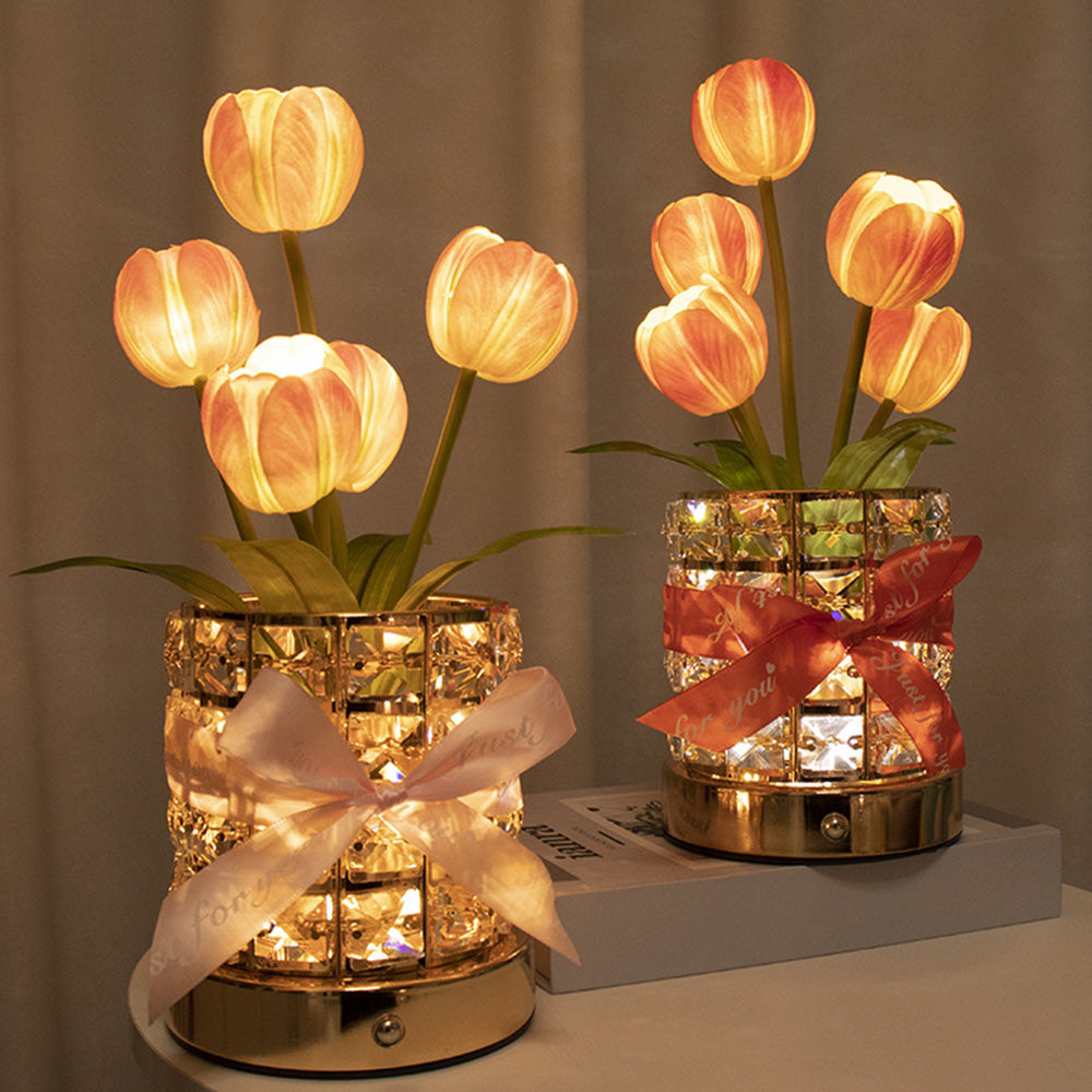 Tulip Flower Lamp Valentine¡¯s Day Gifts 3 Color Dimming Night Light -Pink