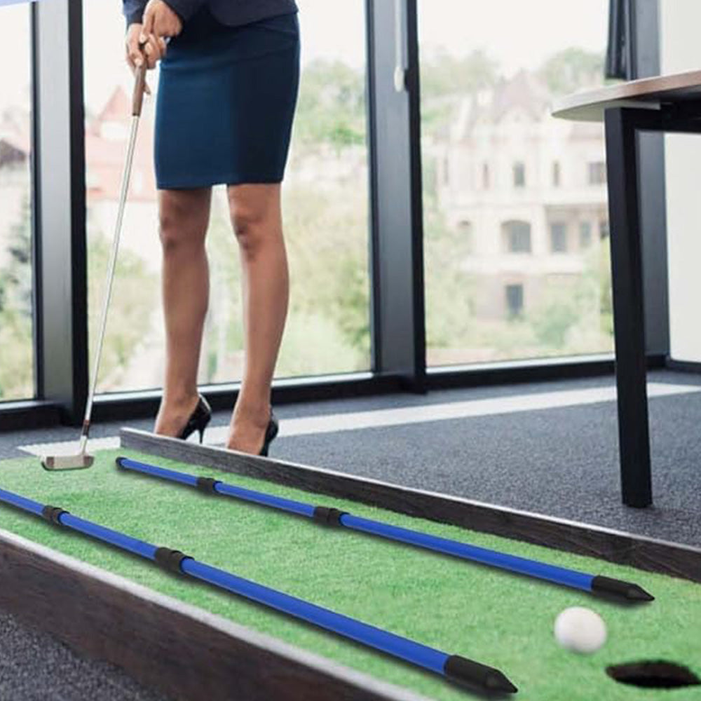 Collapsible 3-Section Golf Alignment Stick Golf Training Aid for Aiming Putting Swing Trainer Blue