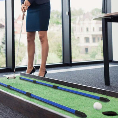 Collapsible 3-Section Golf Alignment Stick Golf Training Aid for Aiming Putting Swing Trainer Blue