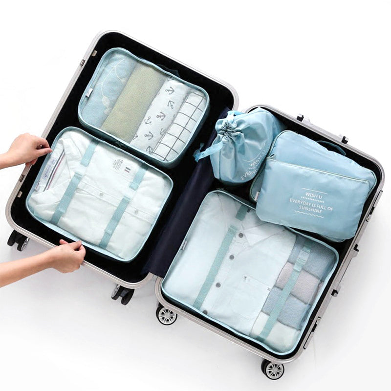 6Pcs/set Travel Storage Bag Organizer -Blue
