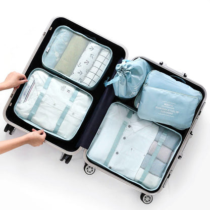 6Pcs/set Travel Storage Bag Organizer -Blue
