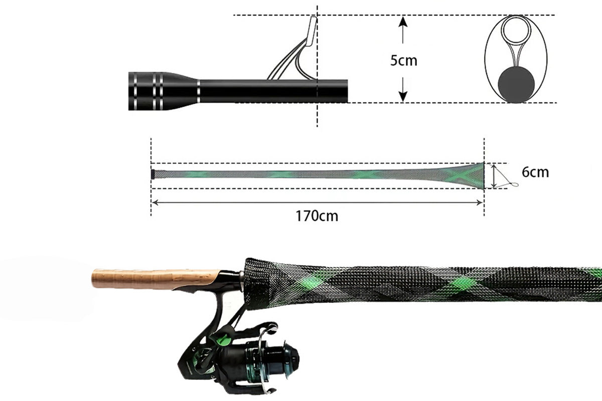 2Pcs Fishing Rod Sock with Strap Fishing Rod Sleeve for Baitcasting-Green