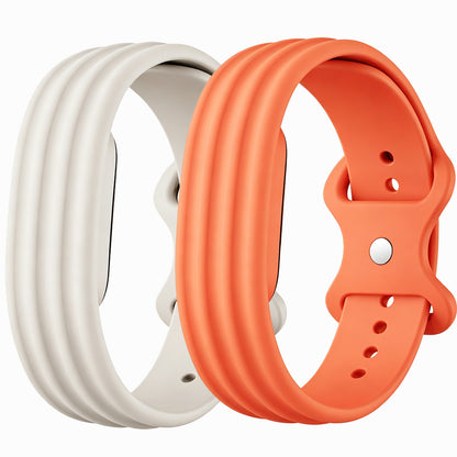 2 Piece Silicone Band Replacement for Google Fitbit Air-Beige and Orange