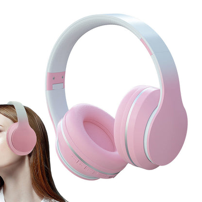 Foldable Kids Wireless Headphones Over Ear Bluetooth Headset with Mic Function Pink