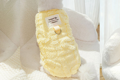 Sherpa Fleece Dog Jumper Sweater with D-Ring for Small Dogs Chihuahua Yorkshire -Yellow
