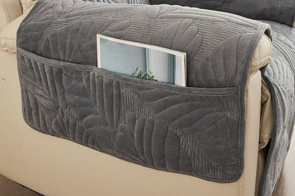 Reclining Couch Slipcovers Soft with Pockets Protector for Pets Kids-Dark Gray