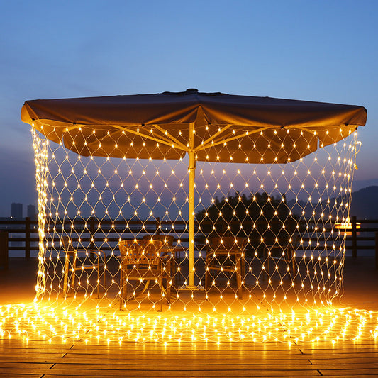 Net Lights Solar Power LED String Lights Christmas Mesh Light for Outdoor Bedroom Decoration-Yellow