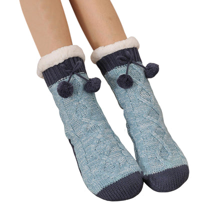 Womens Slipper Fuzzy Grip Socks Fluffy Winter Warm Thermal Grip Socks-Blue